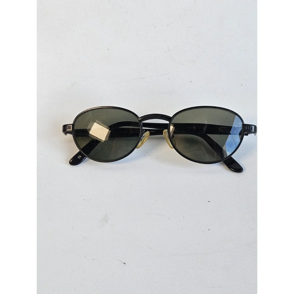 Vintage Bausch & Lomb W2881 OQBM Black Oval Sunglasses Green Lenses